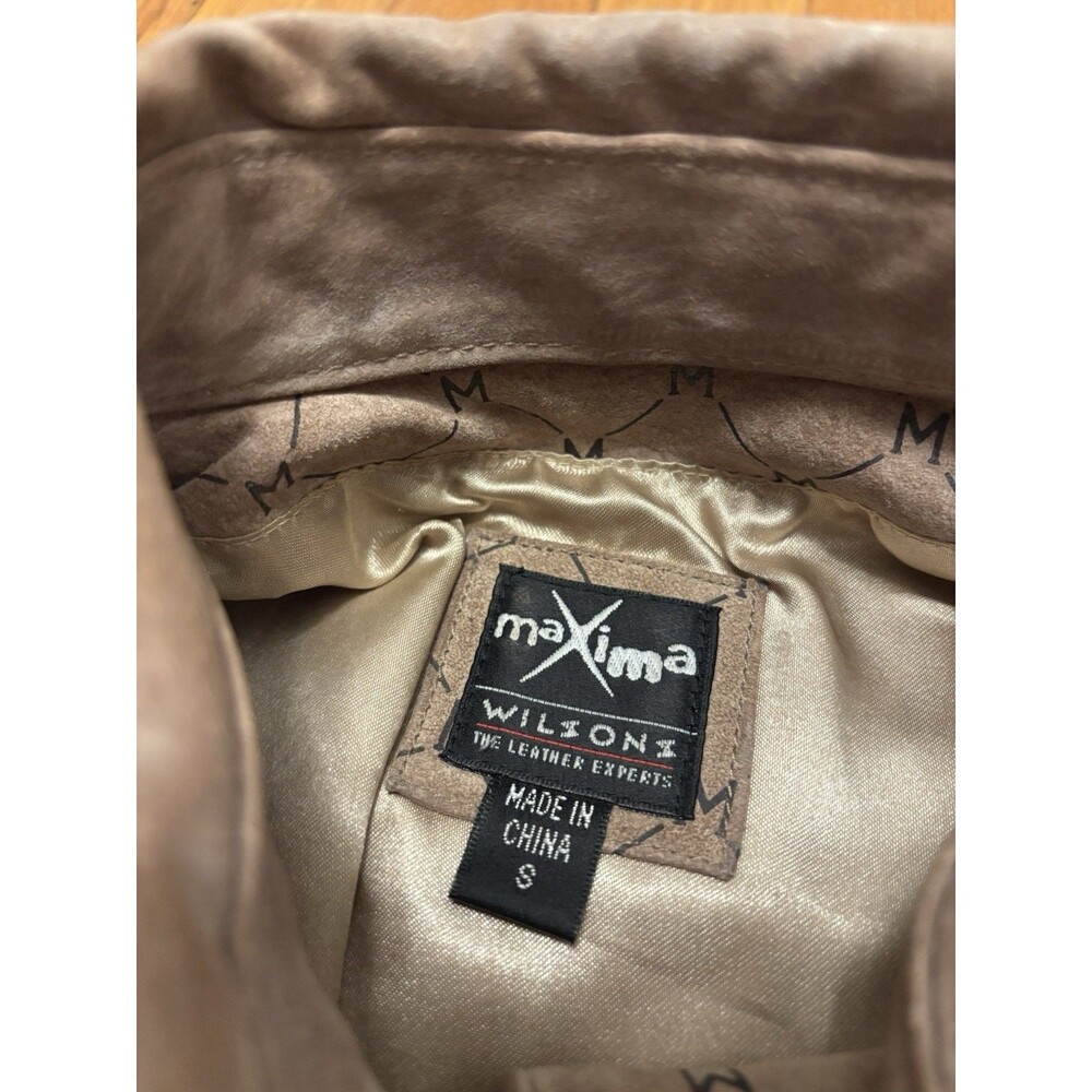 Wilsons Leather Maxima Vintage Monogram Suede Dress Trenchcoat Belted Brown S - Picture 11 of 16